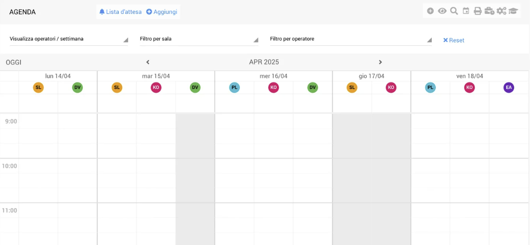 Agenda AlfaDocs vista operatore