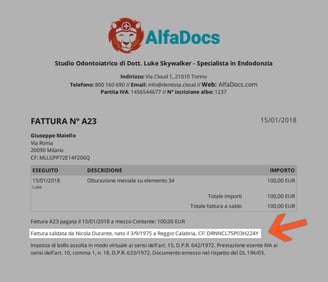 Scorporo Fattura Studio Andreani